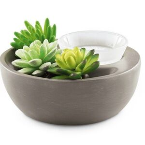 Scentsy Little Garden Succulent Wax Warmer Gray Base Faux Stones and Cactus Gift